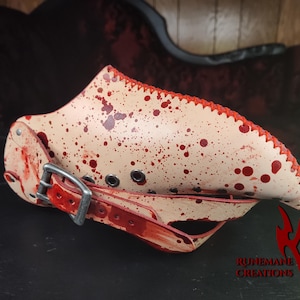 Leather Plague Doctor Half Mask | Blood Splatter | Costume Renaissance Accessory | Plague Doc | Beak Mask | Real Leather Steampunk Mask