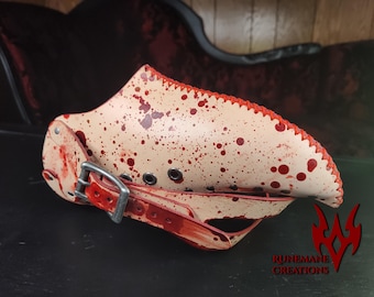 Máscara de cuero de médico de la peste media / Salpicadura de sangre / Accesorio de disfraz renacentista / Máscara de médico de la peste / Máscara de pico / Máscara steampunk de cuero real