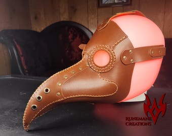Máscara de médico de la peste de cuero marrón / Accesorio de disfraz renacentista / Médico de la peste / Máscara con pico / Médico con pico / Máscara steampunk de cuero auténtico
