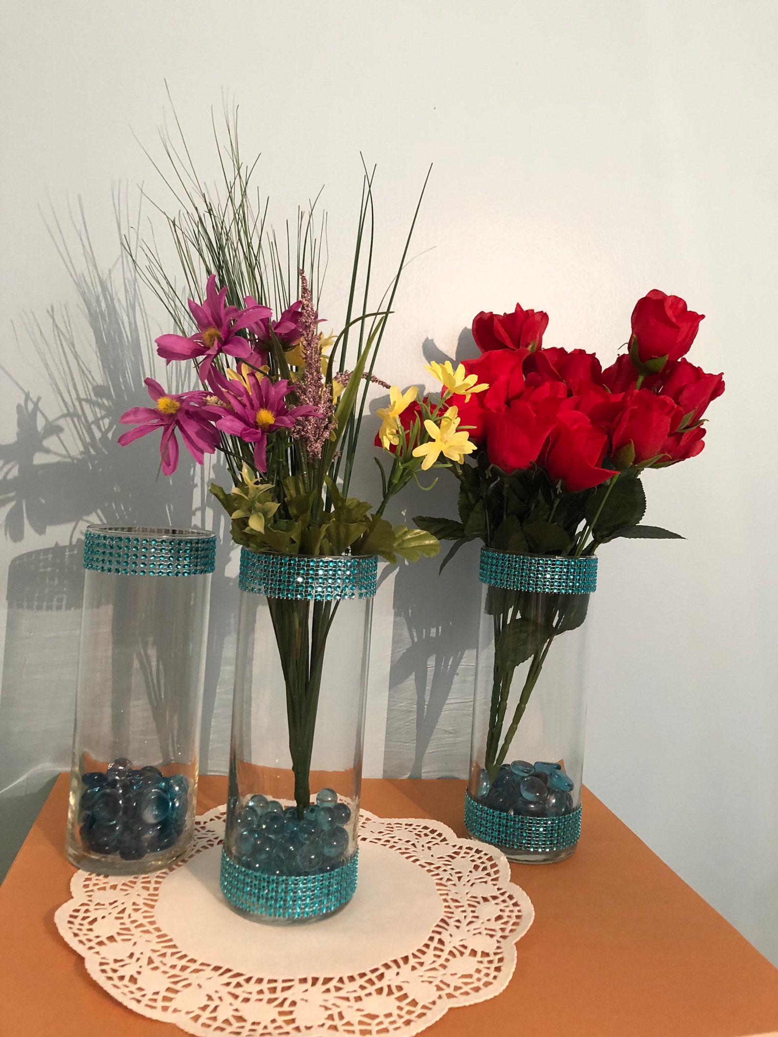 6 VASES DECORATED with GEMS Etsy