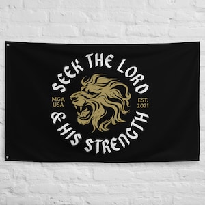 Seek the Lord Flag, Lion Flag, Christian Apparel, Jesus is King, Faith Flag, Christian Flag