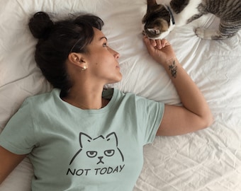 Inte idag katt-T-shirt, kattälskare-T-shirt, unisex-T-shirt, rolig katt-T-shirt, rolig sarkastisk T-shirt
