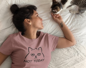 Inte idag katt-T-shirt, kattälskare-T-shirt, unisex-T-shirt, rolig katt-T-shirt, T-shirt för kattägare