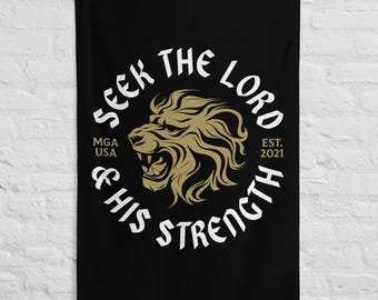 Seek the Lord Vertical Flag, Lion Flag, Christian Apparel, Jesus is King, Faith Flag, Christian Flag