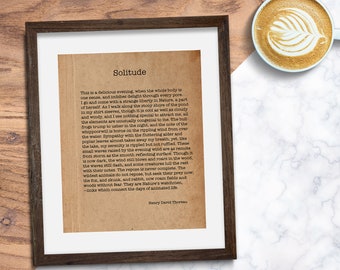 Solitude Thoreau - Wall Art Printable - Book Pages