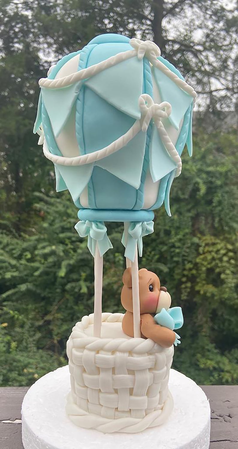Fondant Hot Air Balloon Bear cake topper Bear baby shower