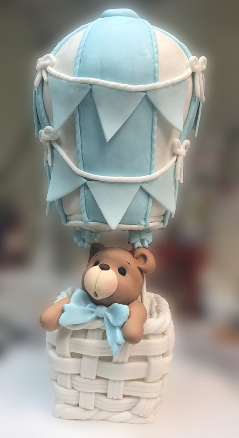 Fondant Hot Air Balloon Bear cake topper Bear baby shower Etsy