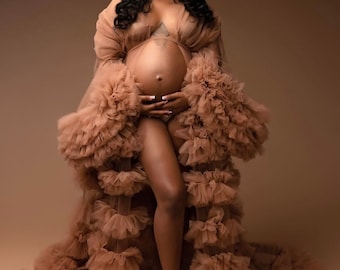 Tulle robe, ruffle robe, maternity robe, bridal robe, baby shower robe