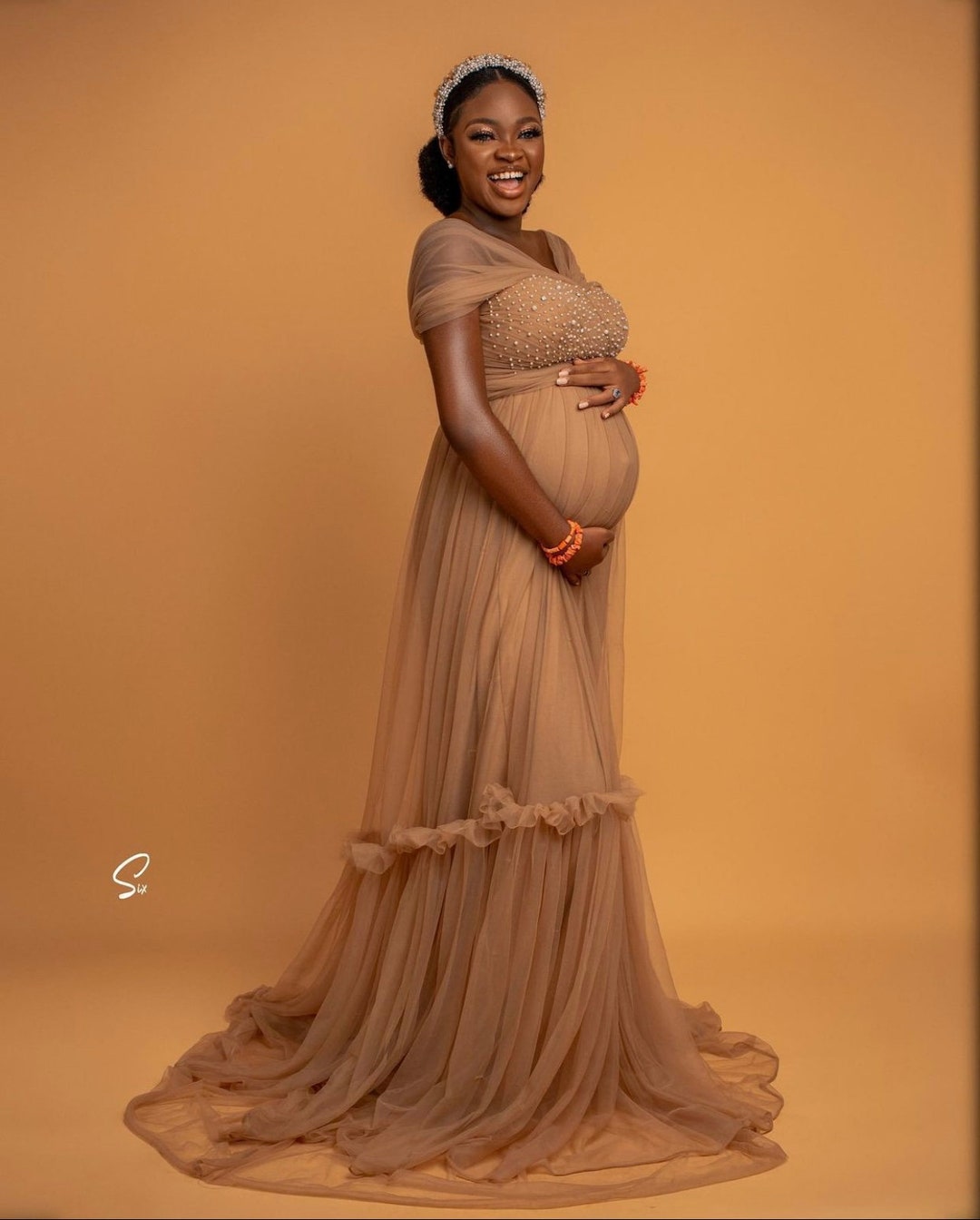 Maternity Tulle Gown, Baby Shower Dress, Maternity Dress, Tulle Gown