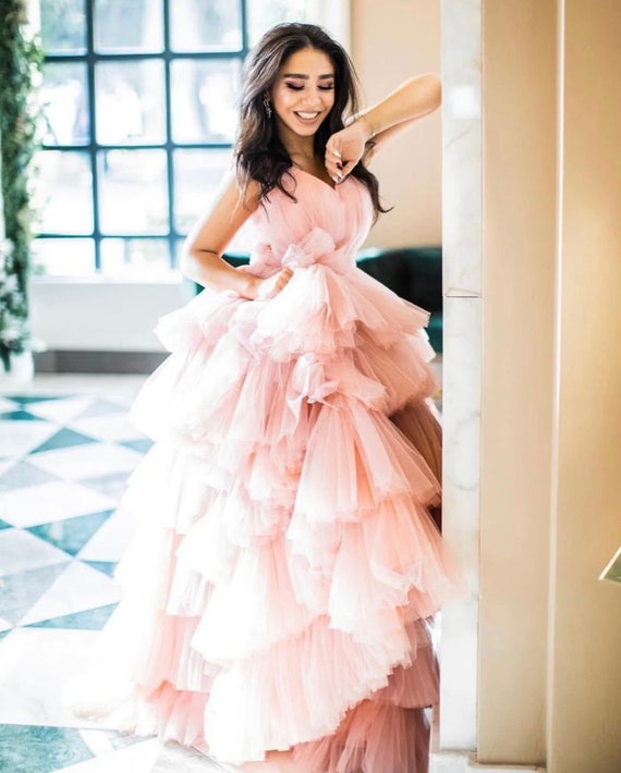Ruffle Tiered Tulle Dress, Prom Dress, Wedding Dress, Bridal Gown