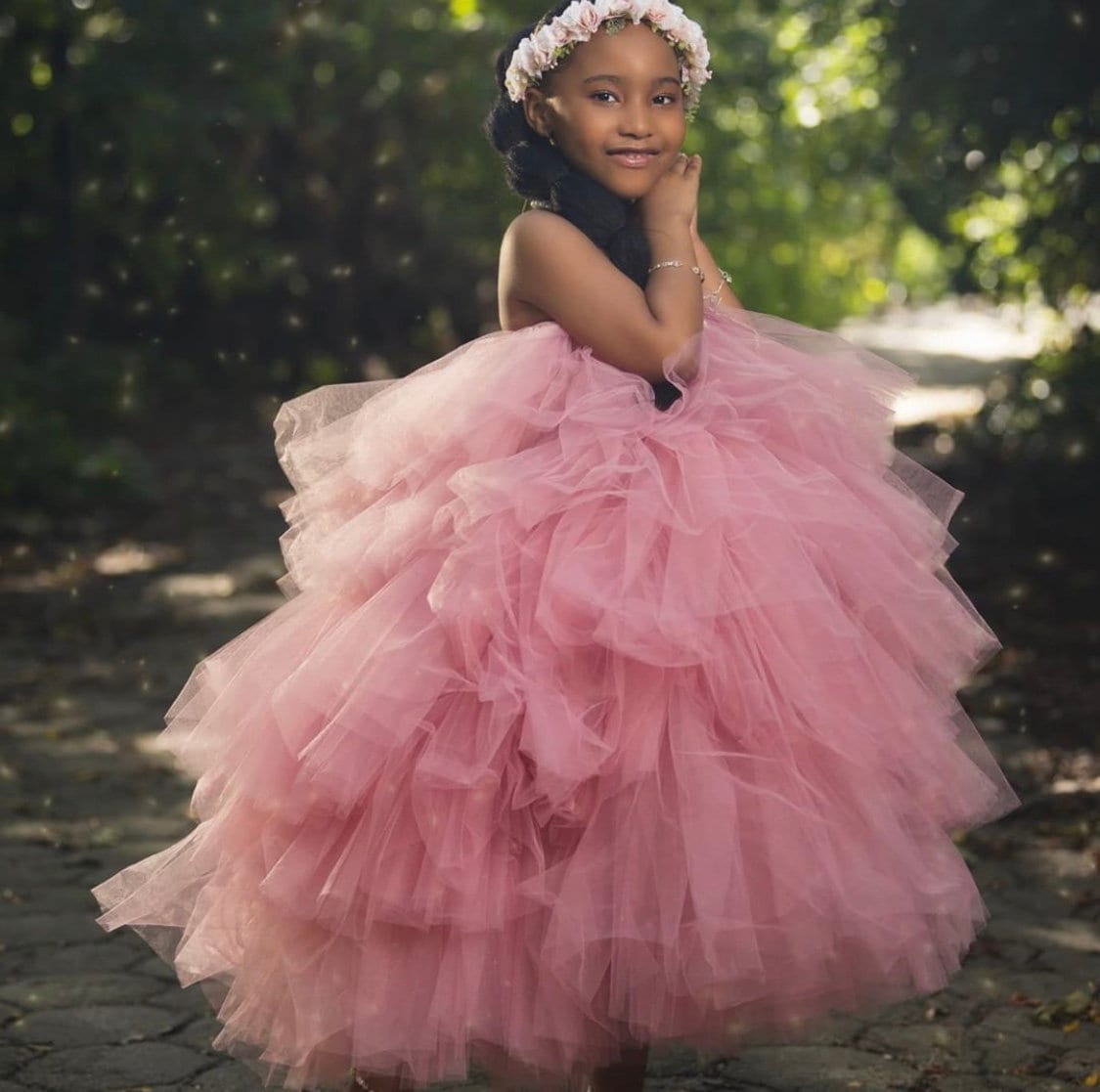 Girls long tulle clearance dress