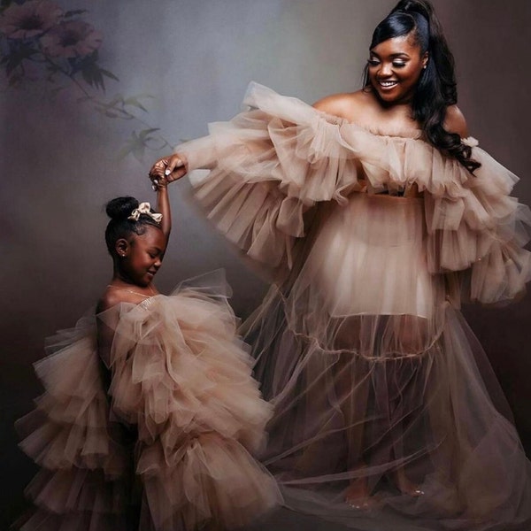 Mommy and daughter dress set, mommy and daughter tulle dress set, birthday photoshoot, maternity photoshoot, tulle gown, baby shower dress