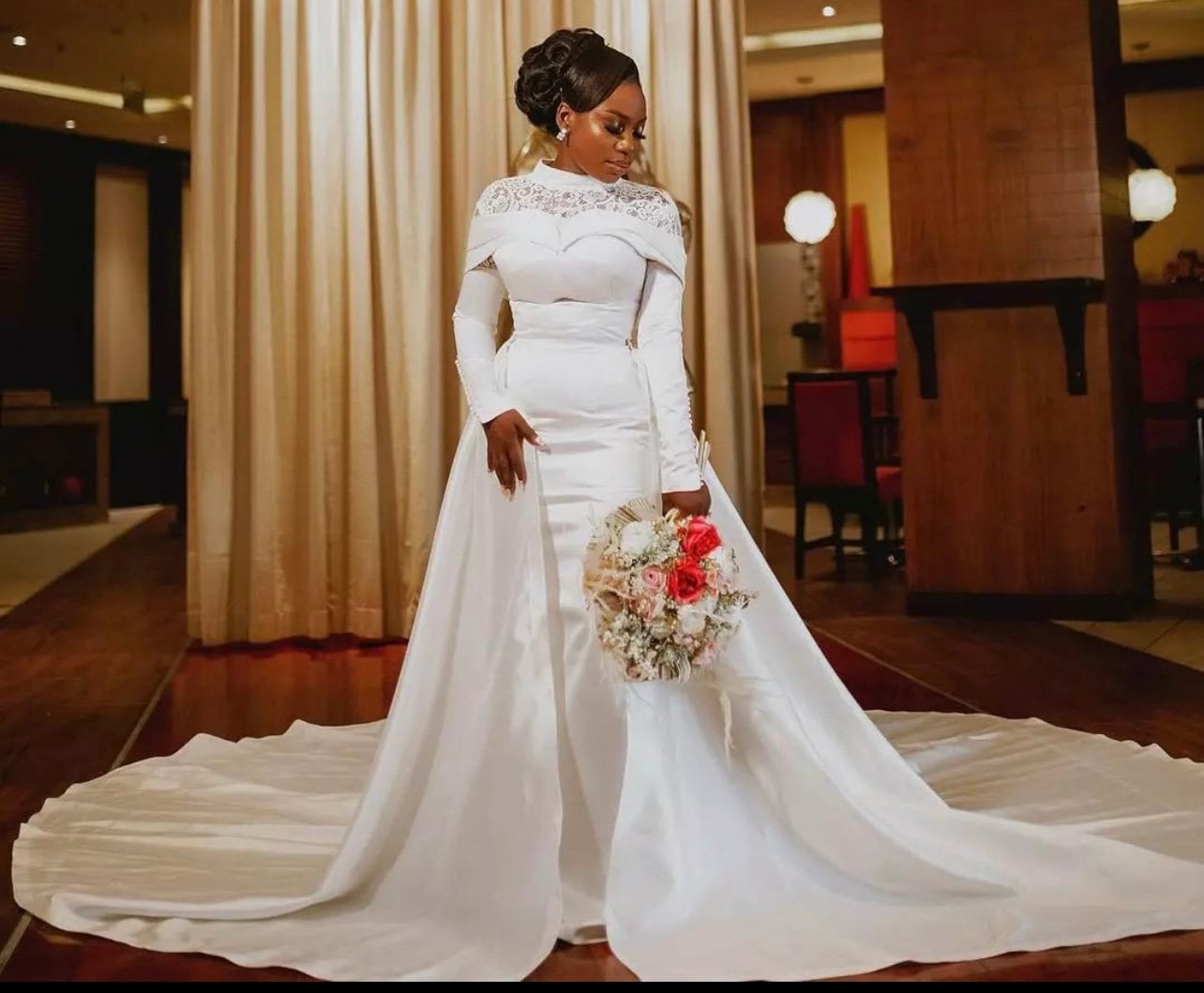 wedding dress with detachable train