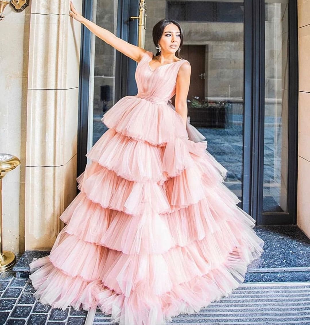 Ruffle Tiered Tulle Dress, Prom Dress, Wedding Dress, Bridal Gown