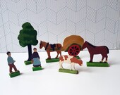 Vintage wooden German Putz farm animal village