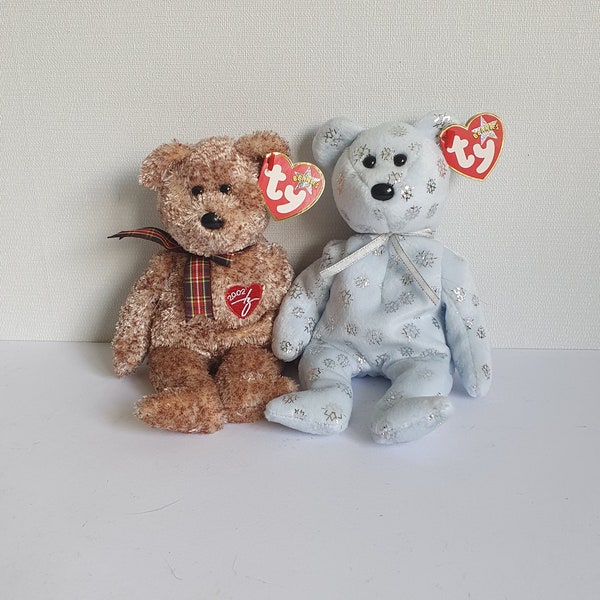 Ty Beanie Baby Bears „Flocky“ und „Signature Bear“, 8,5 Zoll