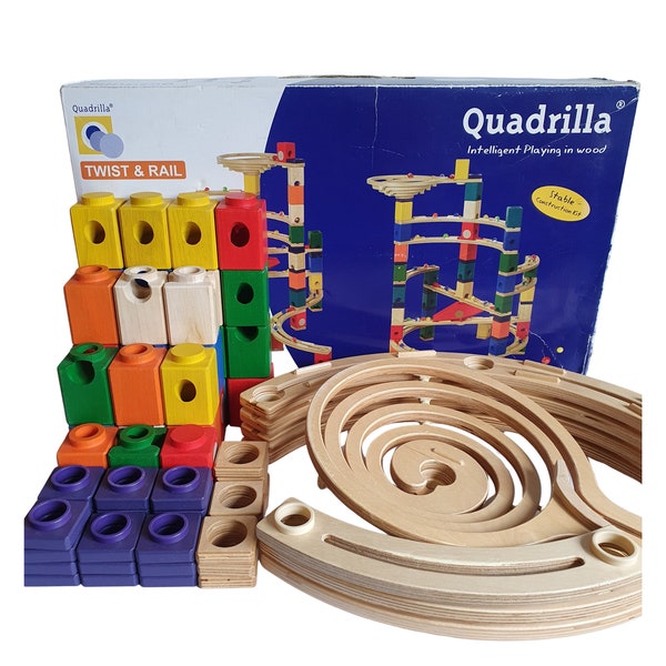 Vintage Wooden Marble Run Quadrilla (96pc)