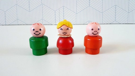 Reactor Zinloos grafisch Vintage Wooden Fisher Price Little People Various Sets of 3 - Etsy