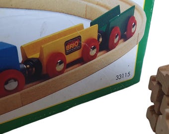 Train Brio Wooden Railway – Set Complet N°33143 – Vintage 1985 – Pièce Rare De Collection
