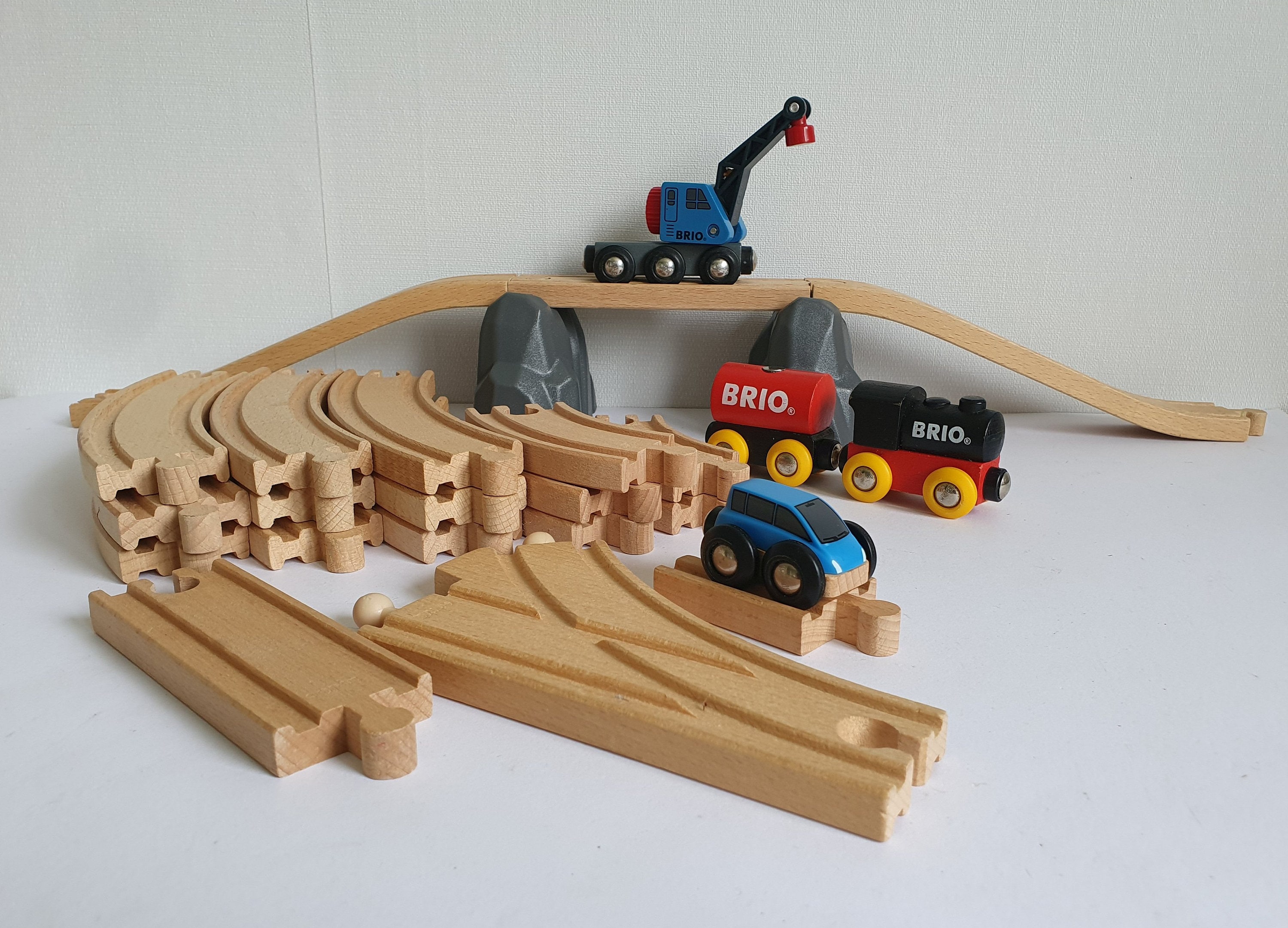 Vintage Brio Wooden Train Set W Bridge 27 Pcs Etsy