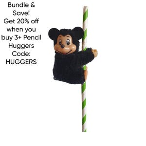 Vintage 80s Plush Pencil Hugger – Clip-On Mickey Mouse - Collectible Walt Disney