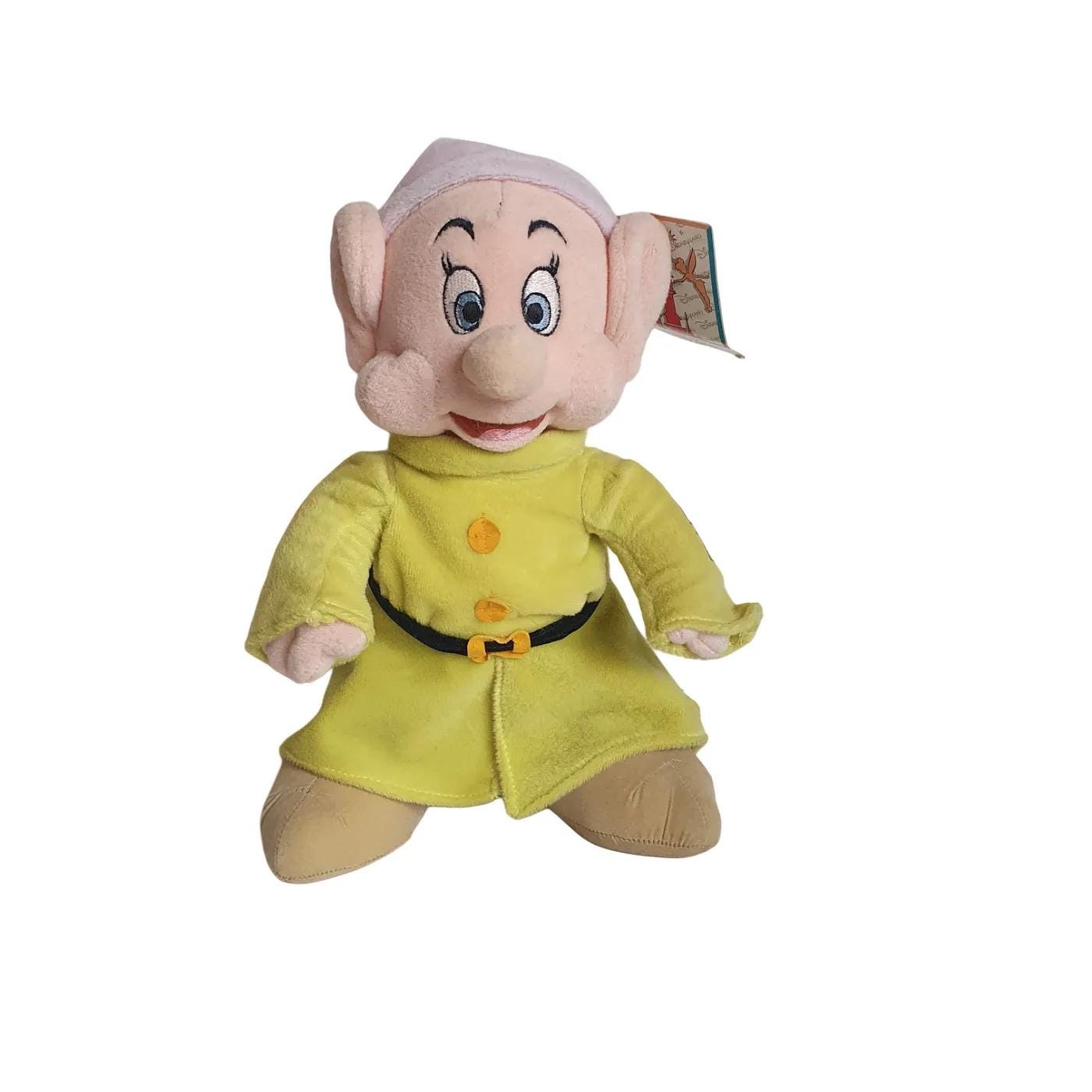 Vintage Disneyland Paris Snow White and the Sevens Dwarfs Standing Dopey Plush Toy w/ labels 11"