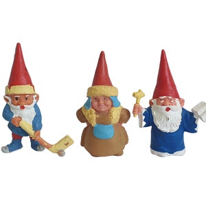 Vintage David the Gnome Rien Poortvliet David the Gnome Pvc Figures (lot of 3)