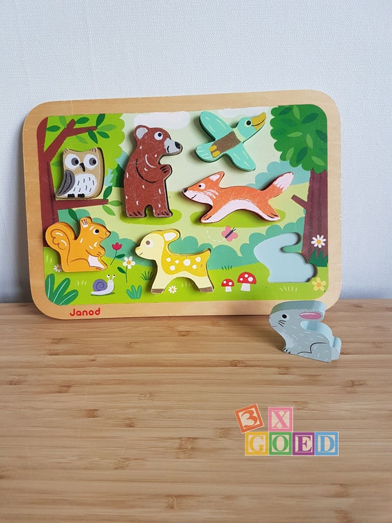 Roeispaan dodelijk Vijandig Janod Chunky Forest Animals Stand up Puzzle - Etsy