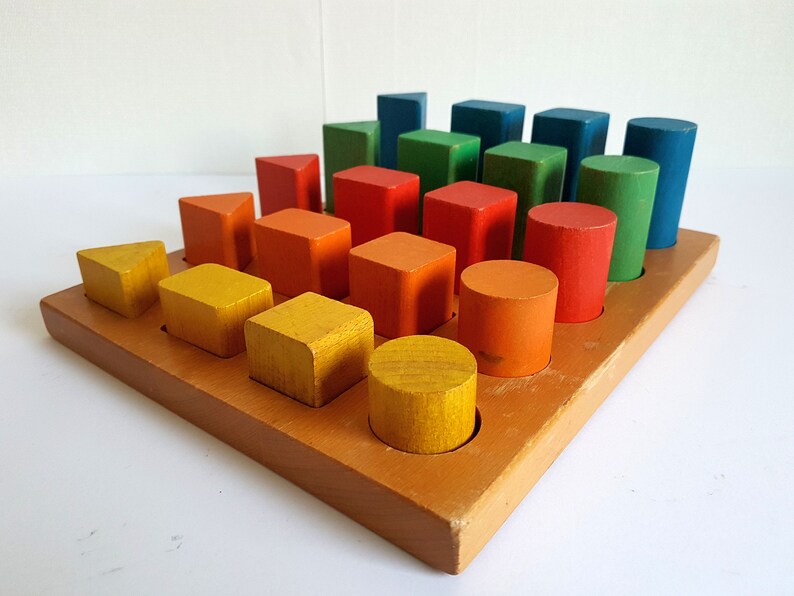 Vintage Ikea Wooden Shape Puzzle Board Etsy