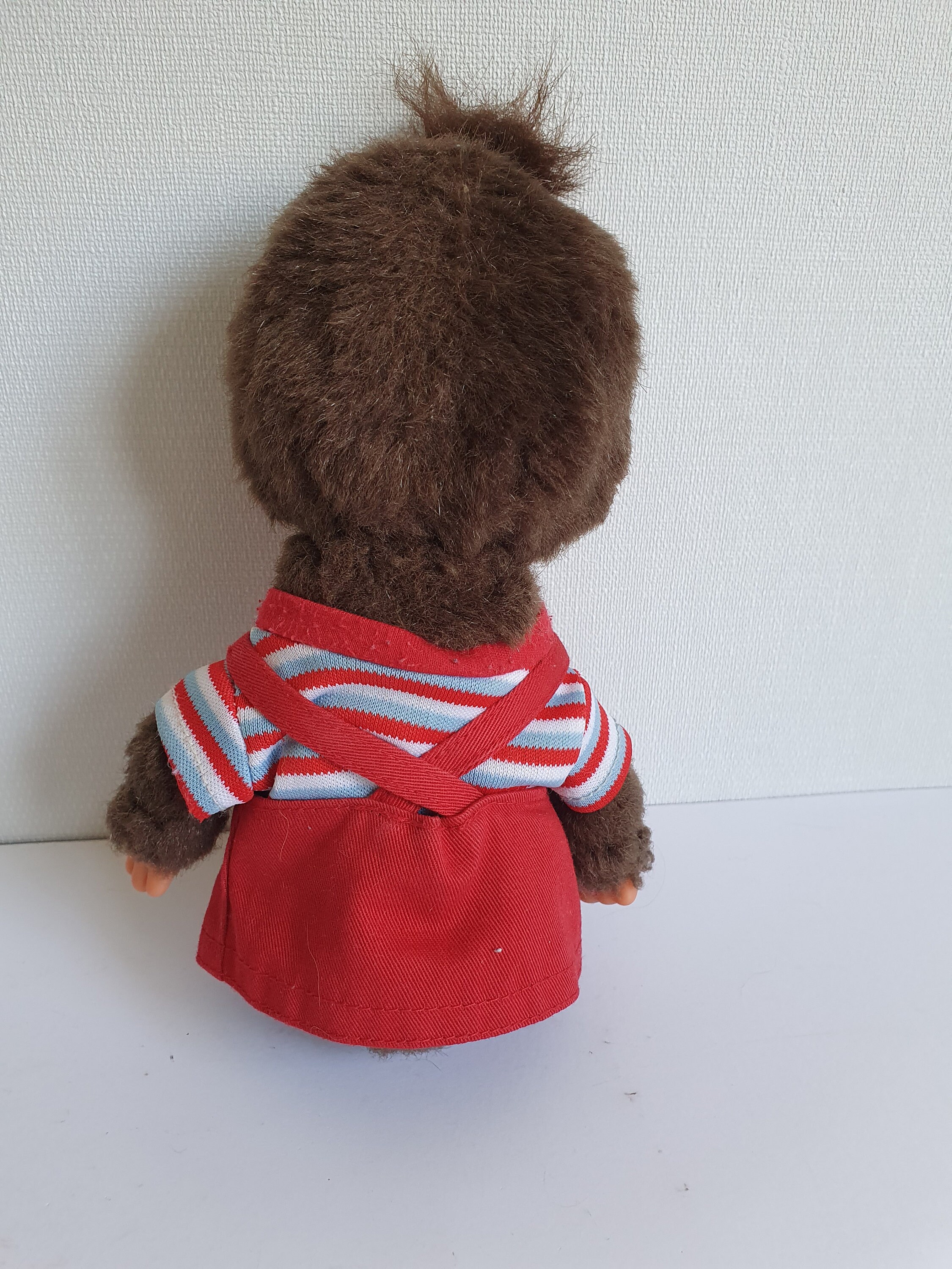 Monchhichi Sekiguchi EUROPE HOLLAND Monchichi Plush Doll Vtg Toy Boy Red Bib