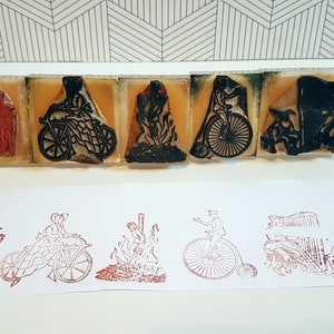 Set of 5 vintage Dutch rubber history school stamps