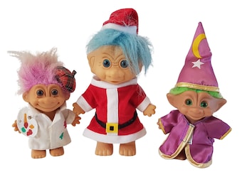 Vintage Troll Doll Figures Lot | Retro 1980s Good Luck Trolls Collectible