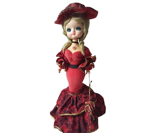 Vintage Korean Bradley Big Eyed Dolls Fishtail Dress 16"