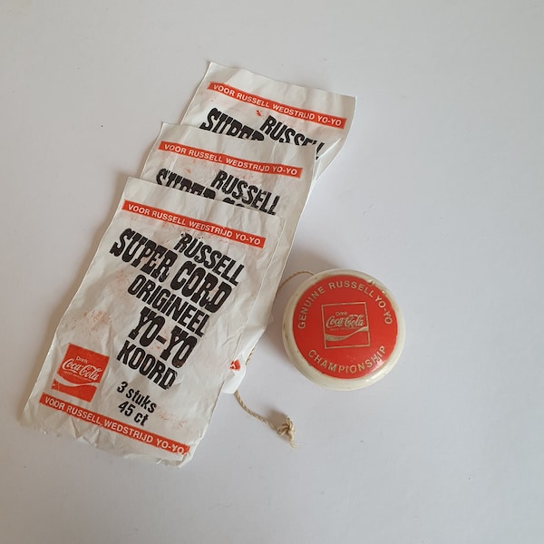 Vintage Genuine Russell Coca Cola Championship Yo-Yo w/ Extra Strings (Dutch version)