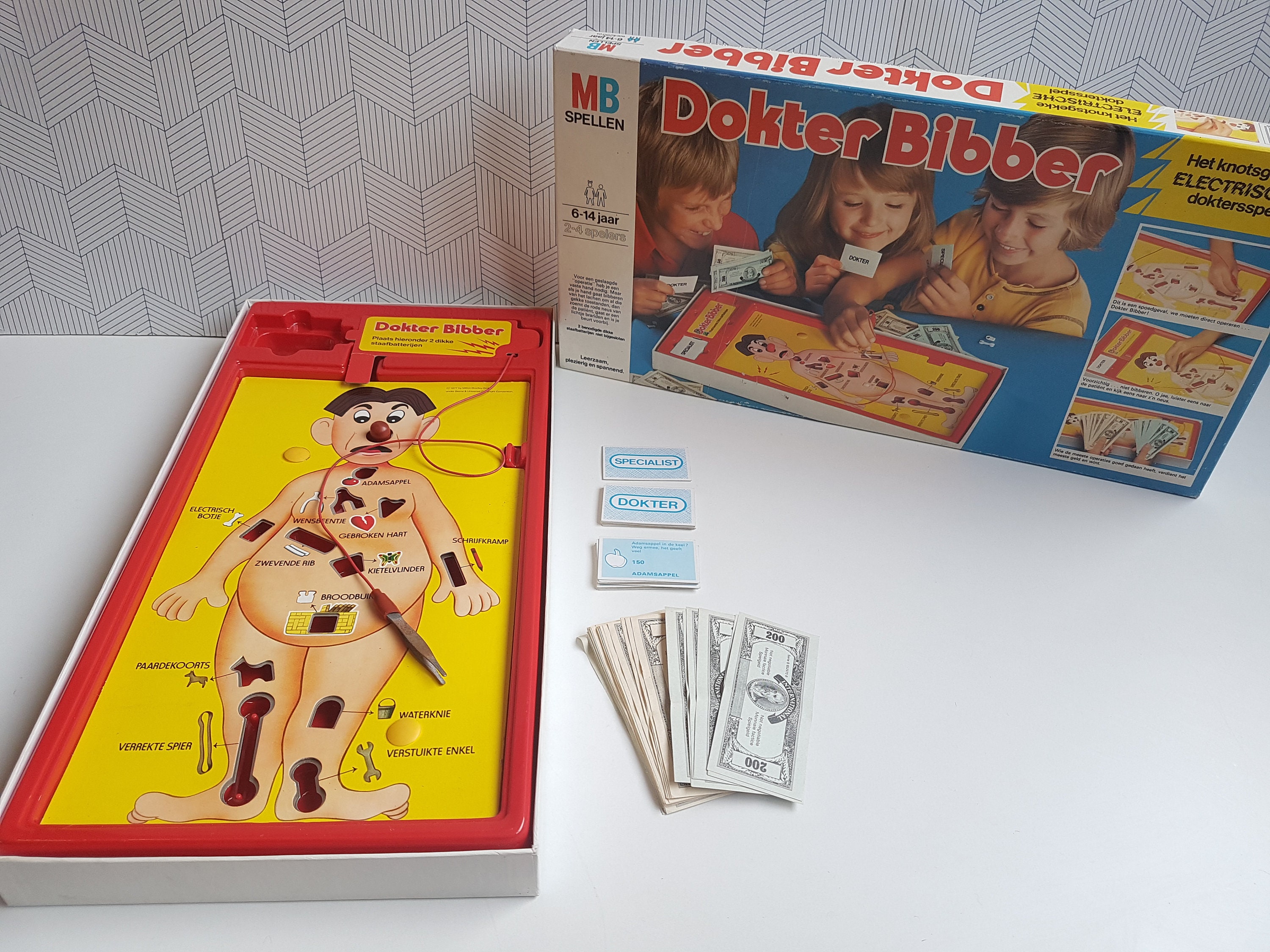 Vintage Milton Bradley Operation/dokter Bibber Game dutch -