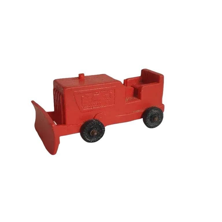 Vintage Vinyl Gummi Red Bulldozer Toy