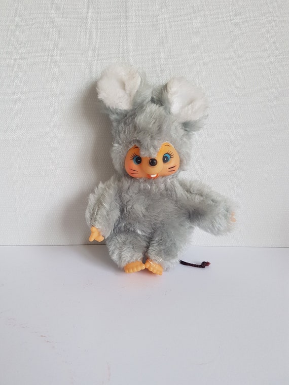 Vintage Monchhichi Toho Daisuke Replica Gray Mouse 7.8