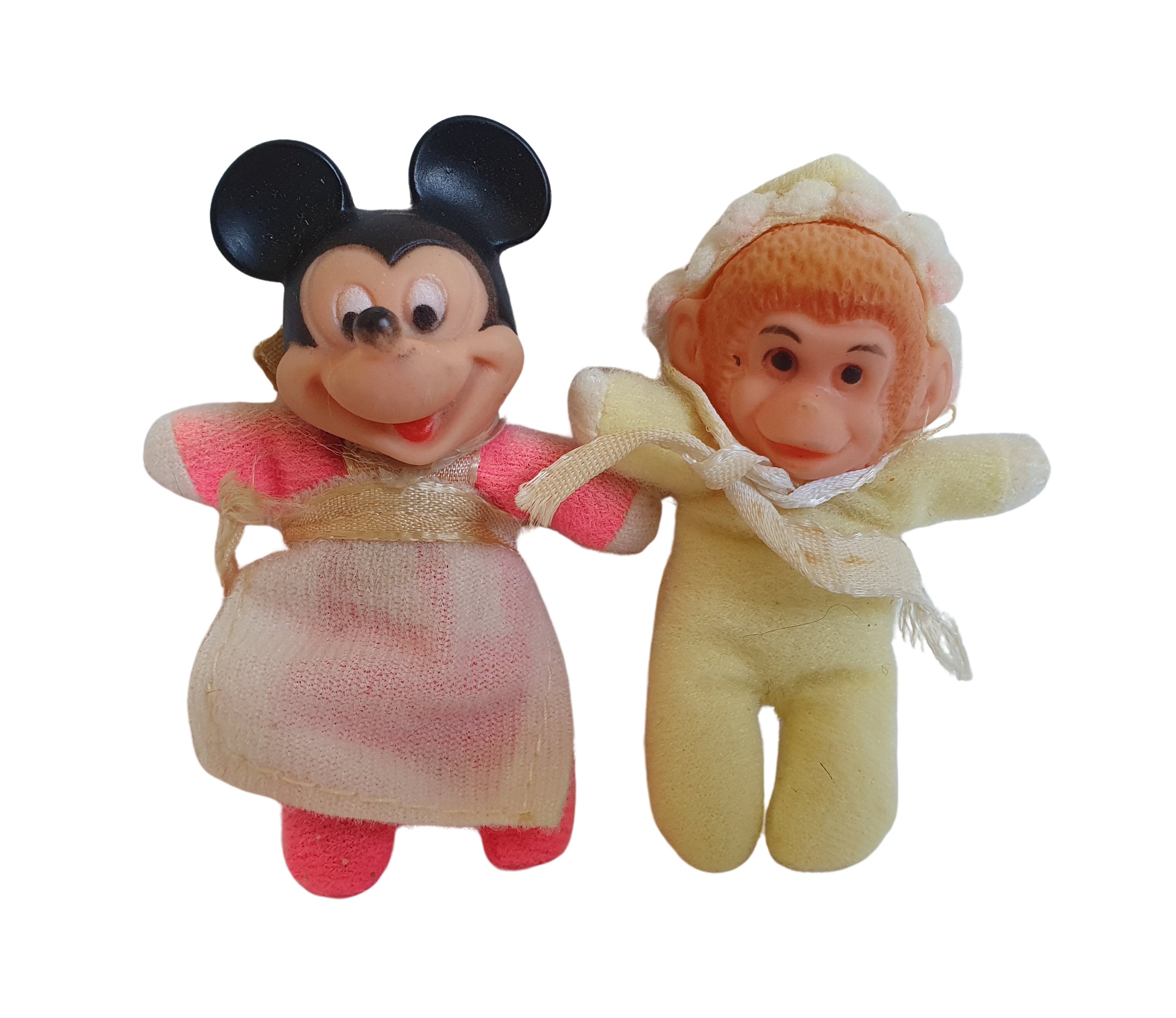 アンティーク雑貨 vintage Mickeymouth musicbox doll Vintage Matchbox Mini Beanie Doll Mickey Mouse and Monkey (lot of
