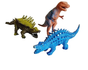 Vintage Hong Kong Bug-A-Saurus Dinosaur Figures (Lot of 3) – Retro Dino Toy Set
