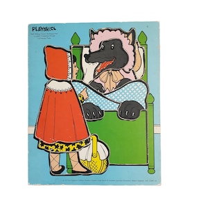 Vintage PlaySkool Red Riding Hood Wooden Tray Puzzle