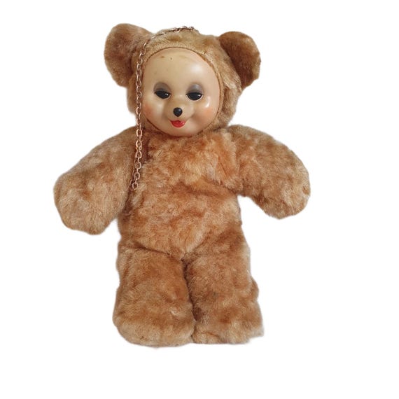 Vintage Japanese Rubber Face Teddy Bear With Secret Pocket 11