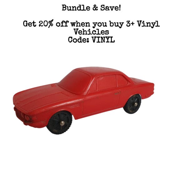 Vintage Vinyl Gummi Norddeutsche Plastik Red BMW Toy Car