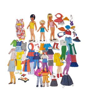 Vintage Whitman Remco Heidi Tan and Hildy Paper Dolls with Outfits