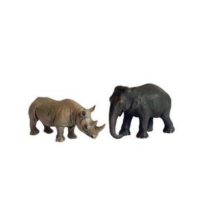 Vintage Schleich Retired African Rhino and Asian Elephant