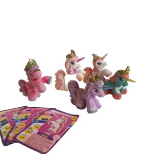 vintage Dracco Filly Flocked Unicorn Horse Figures w / Cartes (lot de 5) 2 »