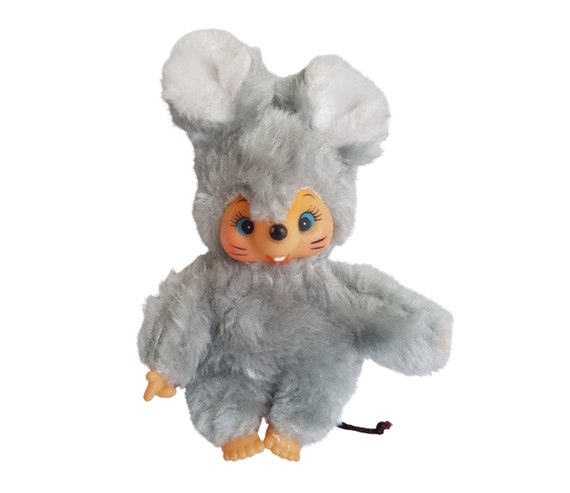 Vintage Monchhichi Toho Daisuke Replica Gray Mouse 7.8