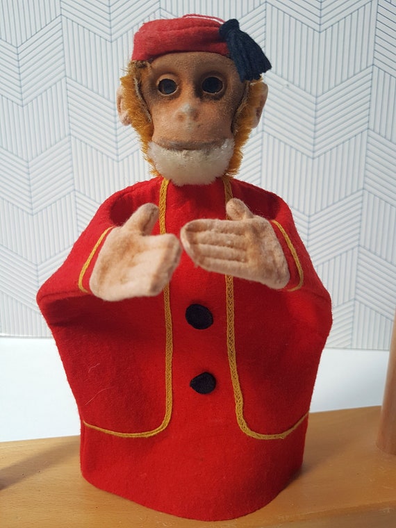 Antique Schuco Bellhop Monkey Hand Puppet 7.8