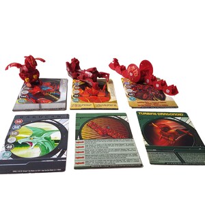 Spinmaster Bakugan Brawler Hexados Trap, Turbine Dragonoid & Brachium Trap Pyrus Balls and Cards