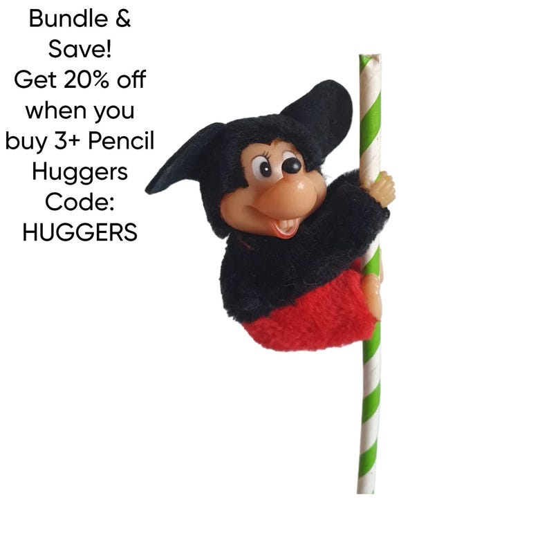 Vintage 80s Plush Pencil Hugger – Clip-On Mickey Mouse - Collectible Walt Disney image 1