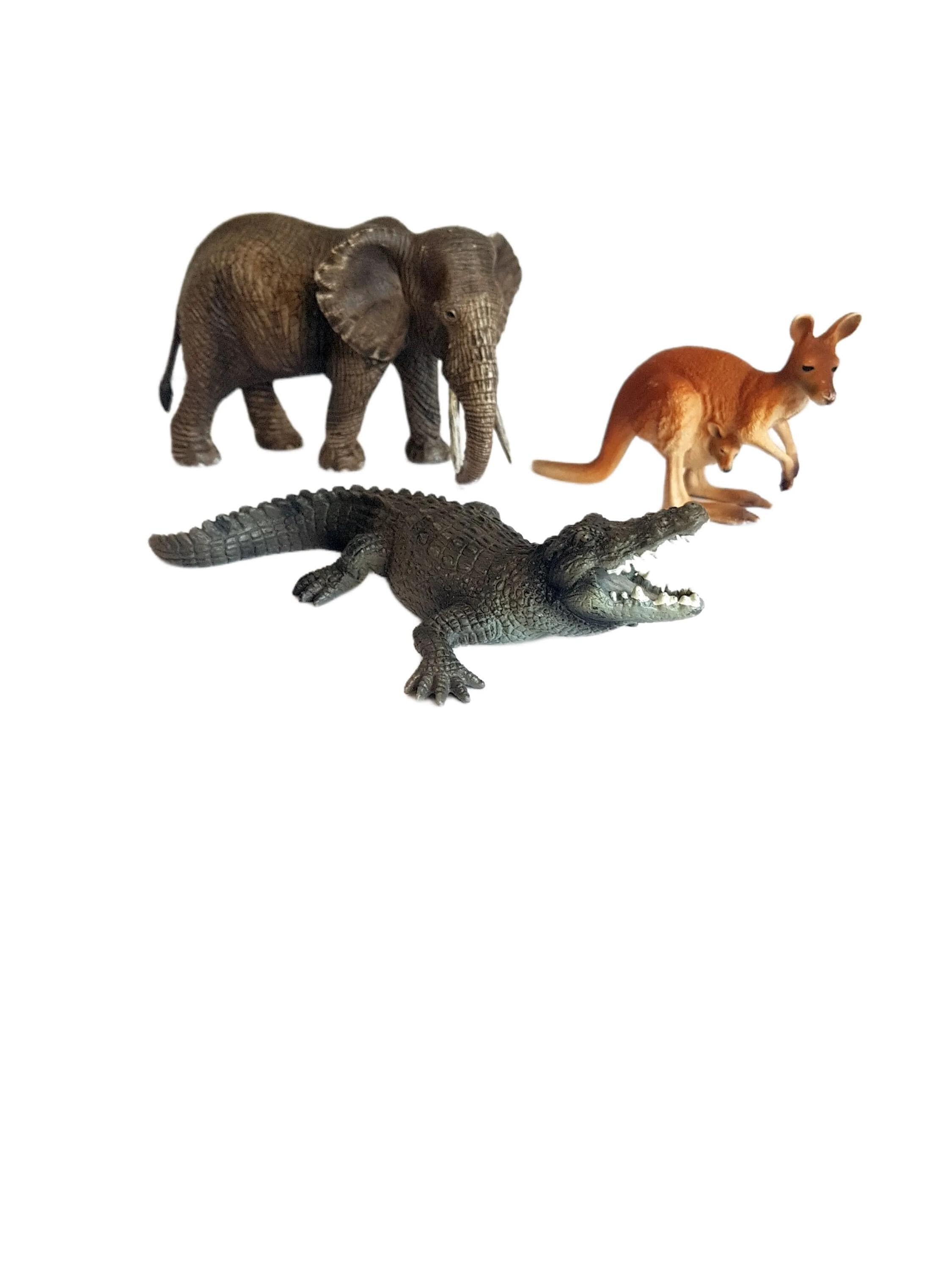 Vintage Retired Schleich Animal Figures – Elephant, Crocodile